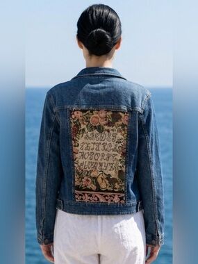 Ricki's Blue Denim Jacket with Embroidered Tapestry Back Panel